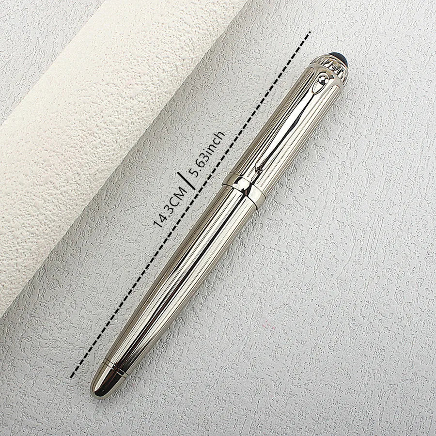 Luxury Big Barrel Rollerball Pen with Silver Clip Smooth Writing for Business Gift (Blue Ink) PK Jinhao 159