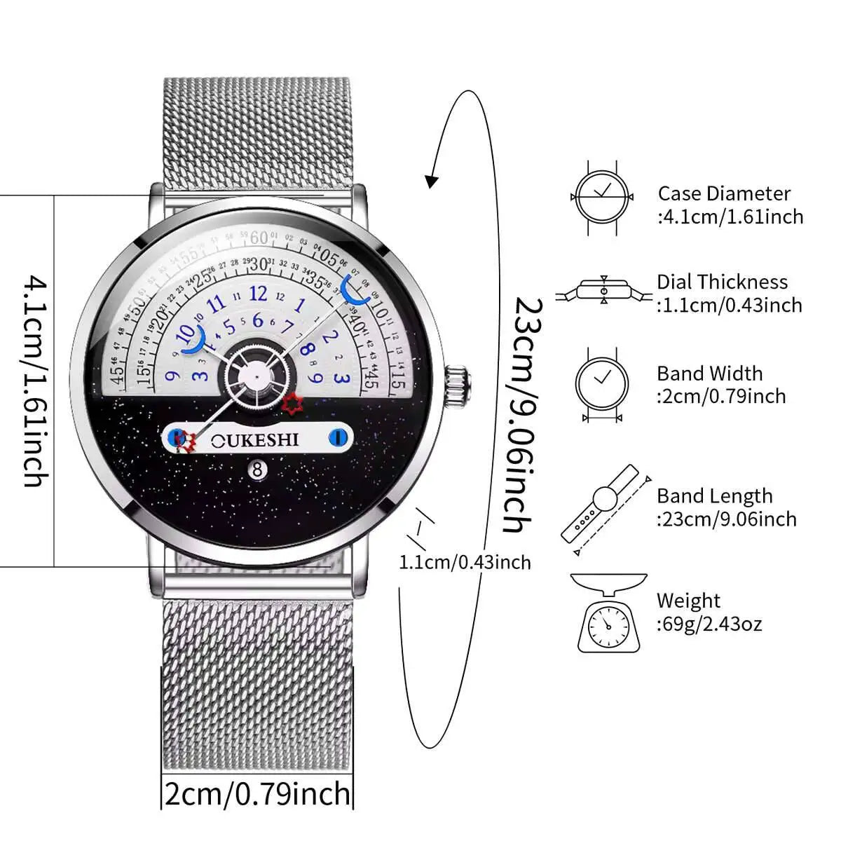Fashion Mesh Band Men Business Watches Calendar Quartz Wristwatches For Mens Clock Reloj Hombre