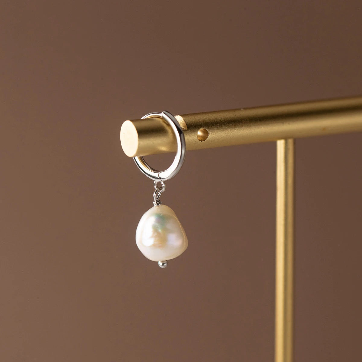 Modian 925 Sterling Silver Baroque Pearl Ear Buckles For Women Trendy Bright Simple Hoop Earrings Fine Jewelry Luxury Gift