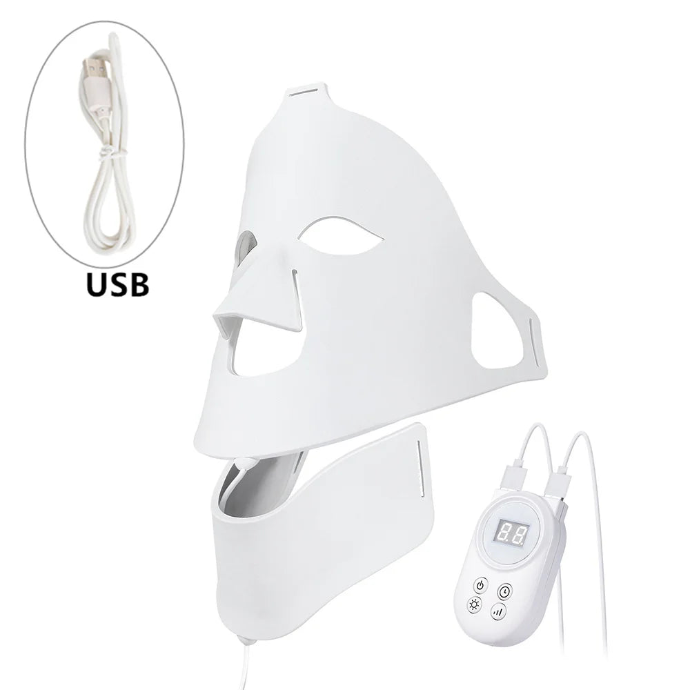 Face Neck Silicone LED Mask LED Light 7 Colors Photon Red Light Therapy Flexible Facial Beauty Mask Skin Care Anti-Ance