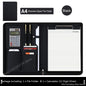 Executive Business A4 Leather Portfolio Folder Clipboard for Zippered Desk Organizer Document Briefcase Calculator for Office