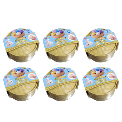 Colorful Dumpling Squishes Stress Balls Fidget Sensory Toys Simulation Food Squishies Bun with Steamer Squeeze Dough Ball Gifts