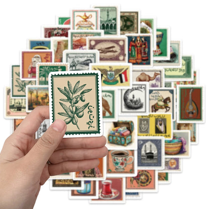 50PCS Arabic Aesthetic Stamps Fun Decoration DIY Stickers Phone Cases Notebook Water Cups Luggage Decoration Stickers
