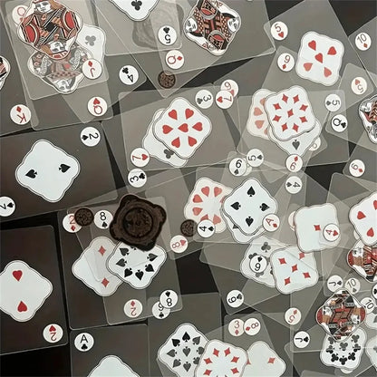 Vandeniui atsparūs permatomi plastikiniai žaidimų kortelių rinkiniai (2 vnt.) – kūrybinės patvarios PVC pokerio kortos stalo žaidimams ir klasikiniams kortų žaidimams