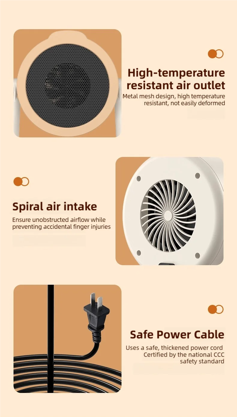 Portable desktop electric heater suitable for home and office use Mini fan heater suitable for desktop use and foot warmer