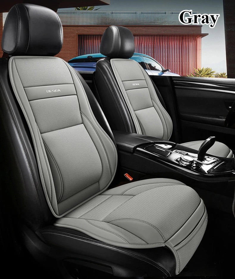Ergonomic PU Leather Car Seat Cushion with Lumbar & leg Support Ventilated Design Storage Pockets Universal Fit for Most Cars