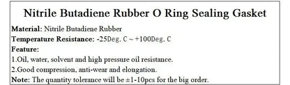 50pcs Black NBR O Rings CS1 2 3 4mm OD 5~80mm Rubber Sealing Gasket Washer for Car Air Condition Faucet Pressure Plumbing Repair