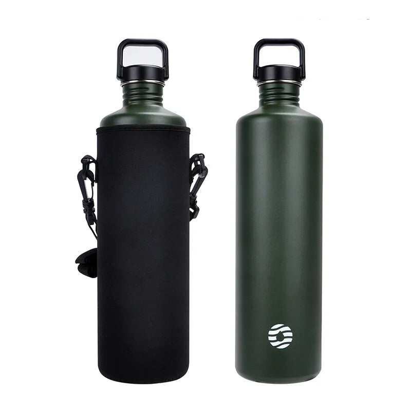 FEIJIAN Stainless Steel Water Bottle Portable Cycling Sports Bottle Leakproof BPA Free Large Capacity With Bottle Bag