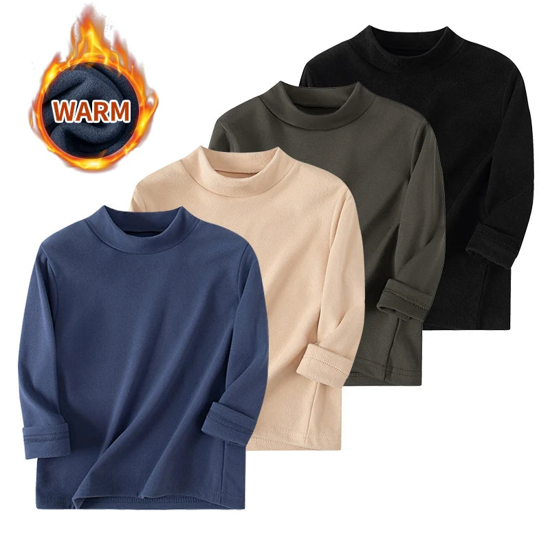 1/3/4 Pcs Children's Mid-collar Bottoming Shirt in Autumn And Winter Solid Color Joker Girls' Long sleeve T-shirt Boys' Casual S