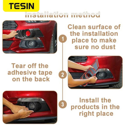 TESIN Car Front Bumper Fog Light Lamp Decoration Cover Trim for Ford Mustang 2015 2016 2017 ABS Lamp Hoods Exterior Accessories