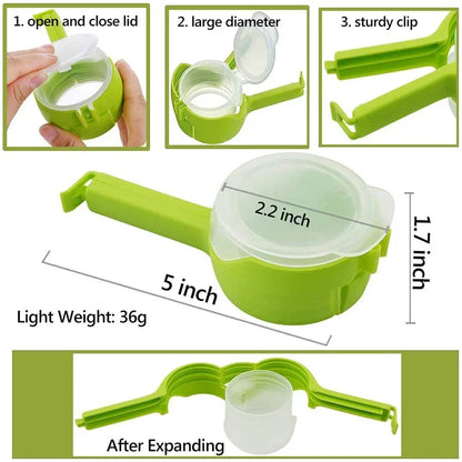 5PCS Sealer Clip With Pour Spouts Food Storage Bag Sealing Clips Plastic Cap Snack Candy Storage Fresh Clamp Kitchen Organizer