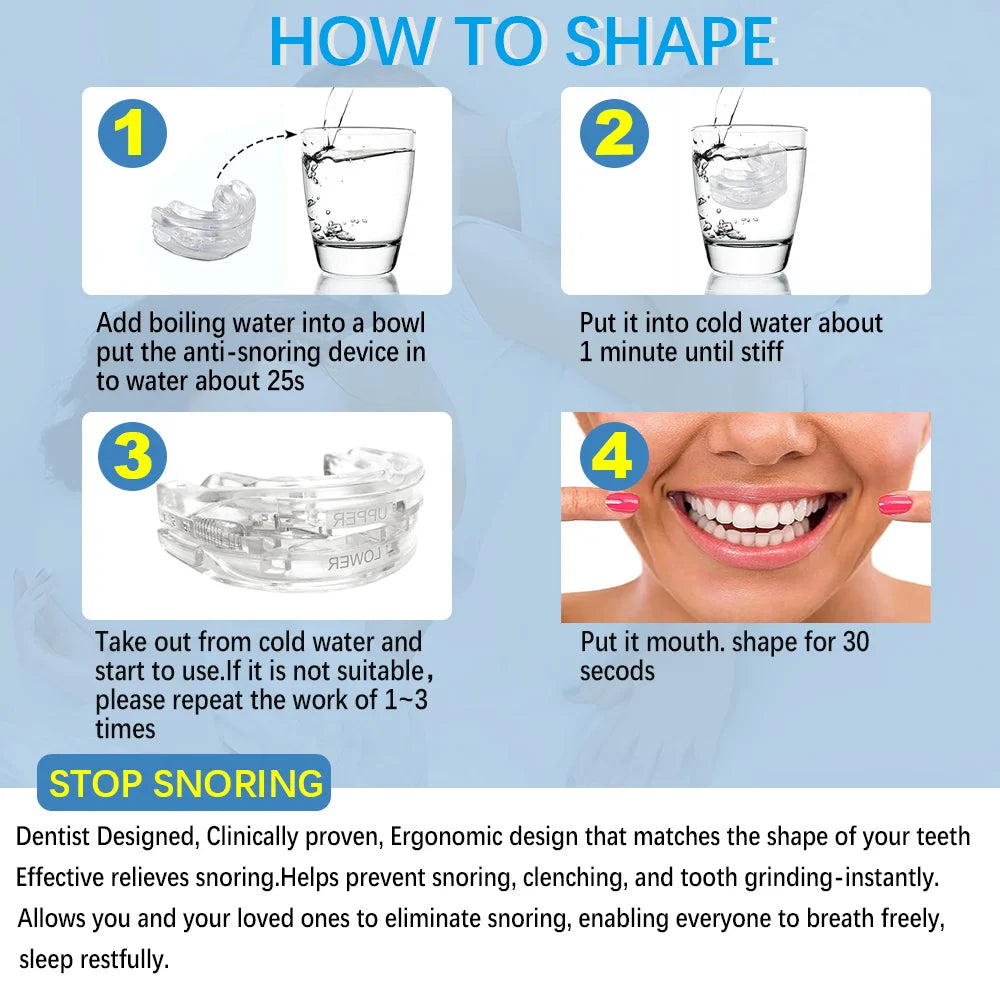 Anti-Snoring Mouth Guard, Adjustable Mouthpiece - Night Time Teeth Mouthguard & Sleeping Bite Guard for Bruxism and Stop Snoring