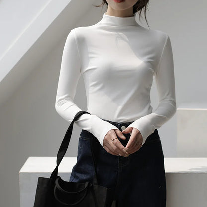 Autumn Long Sleeve Turtleneck Tops Slim Knitted Bottoming T Shirt Korean Fashion Sweater Harajuku Pullover Women Clothing Jumper