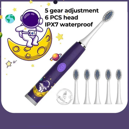 Kids Sonic Electric Toothbrush Rechargeable Smart Timer Colorful Cartoon Teeth Whitening Portable USB Charging  Tooth Brush