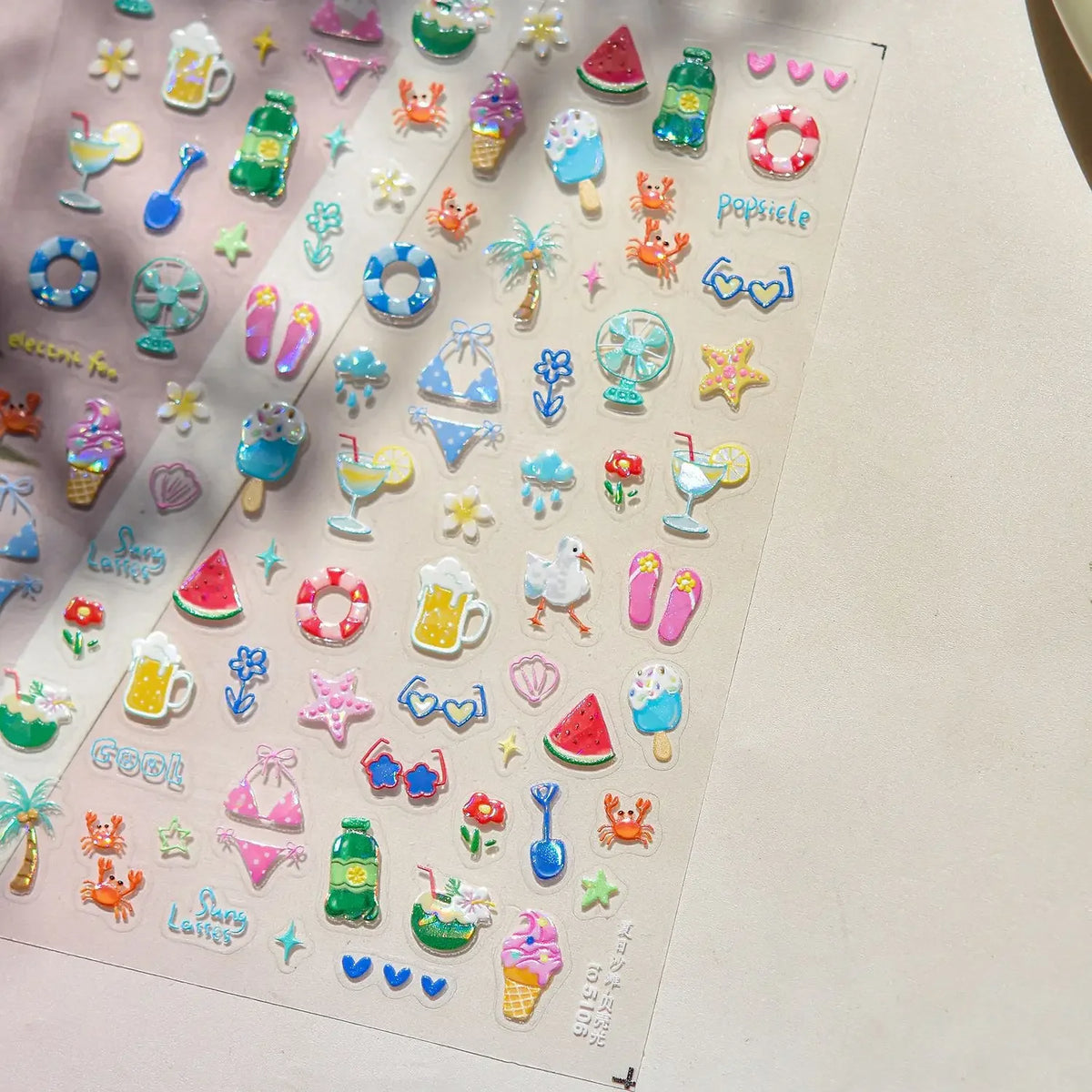 Cute Animal Face 5D Nail Art Stickers Cartoon Cat Bunny Dog Mouse Kawaii Expressions Simple Self Adhesive Manicure Decal DIY