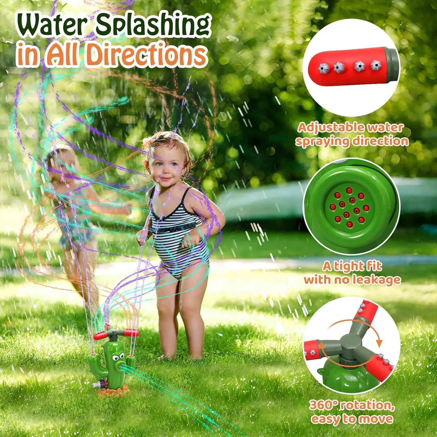 Cactus Sprinkler Water Spray Toy Garden Water Toys Outdoor Backyard Summer Yard Cartoon Splash Sprinkler Baby Bath Toy for Kids