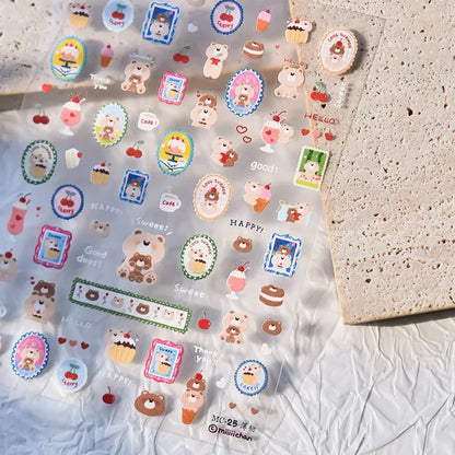 Collage Text English Letter Musical Note Star Graffiti Colorful 5D Love Heart Bowknot Nail Art Sticker Adhesive Manicure Decals