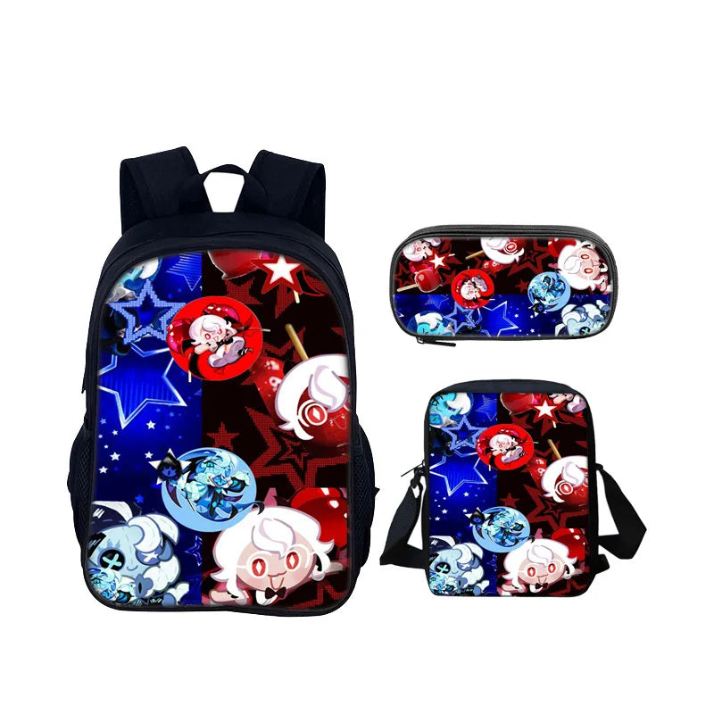 Cartoon Popular Shadow Milk Plush 3D Print 3pcs/Set pupil School Bags Laptop Daypack Backpack Inclined shoulder bag Pencil Case