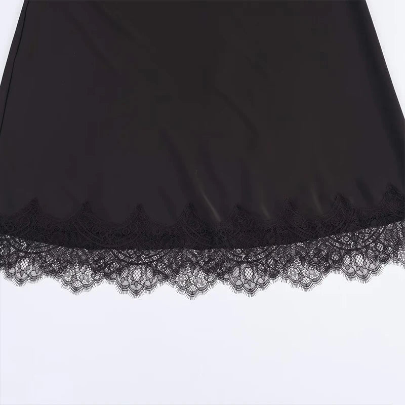 Willshela Women Fashion Solid Lace Side Hem Pleated A-Line Midi Skirt Vintage High Elastic Waist Female Chic Lady Skirts
