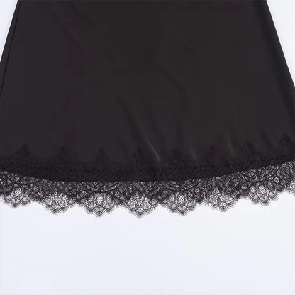 Willshela Women Fashion Solid Lace Side Hem Pleated A-Line Midi Skirt Vintage High Elastic Waist Female Chic Lady Skirts