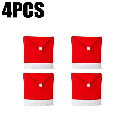 Santa Hat Chair Cover Red Non-woven Chair Back Cover Xmas Table Decoration Dining Chair Protector Christmas Party Supplies