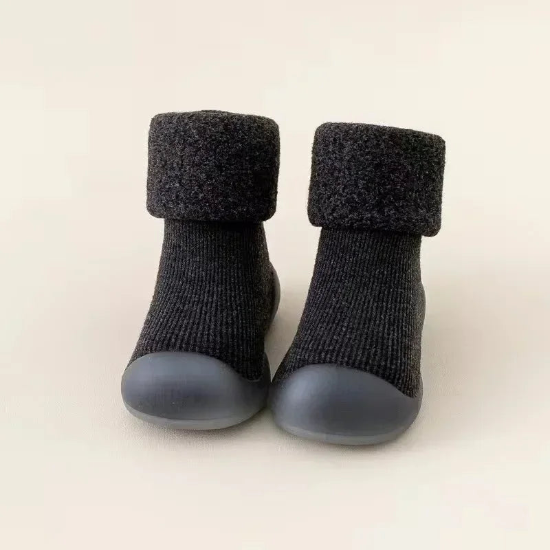 Baby Winter Booties Non-Slip Soft Sole Shoes with Cotton Socks Warm Fleece-Lined Infant First Walkers for Boys Girls 0-4T