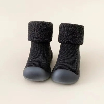 Baby Winter Booties Non-Slip Soft Sole Shoes with Cotton Socks Warm Fleece-Lined Infant First Walkers for Boys Girls 0-4T