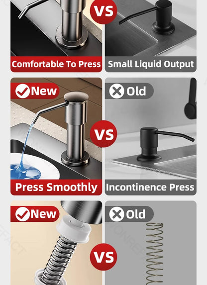 Soap Dispenser for Kitchen Sink Built in Sink Soap Dispenser Brushed Countertop Soap Dispenser Pump Silver Blackgray