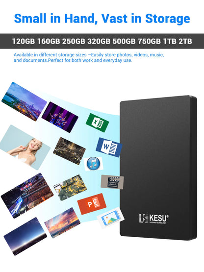 KESU HDD 2.5" Portable External Hard Drive 2TB/1TB/500GB/750GB USB3.0 Disk Memory for PC Tablets PS4 Notebook Desktop Computer