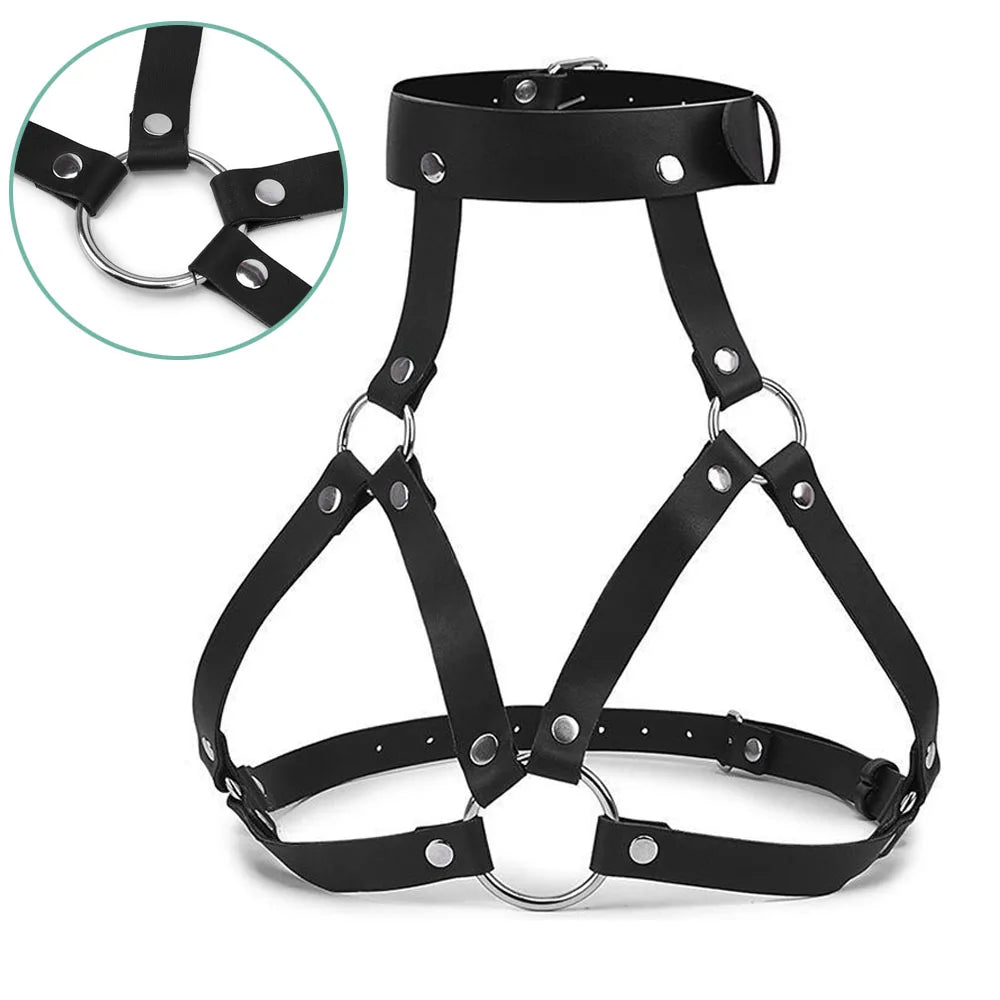 BDSM Women Sexy Body Chest Harness Belt Bondage Lingerie Leather Fetish Clothing Garter Erotic Sex Toys for Couples Strip Club P