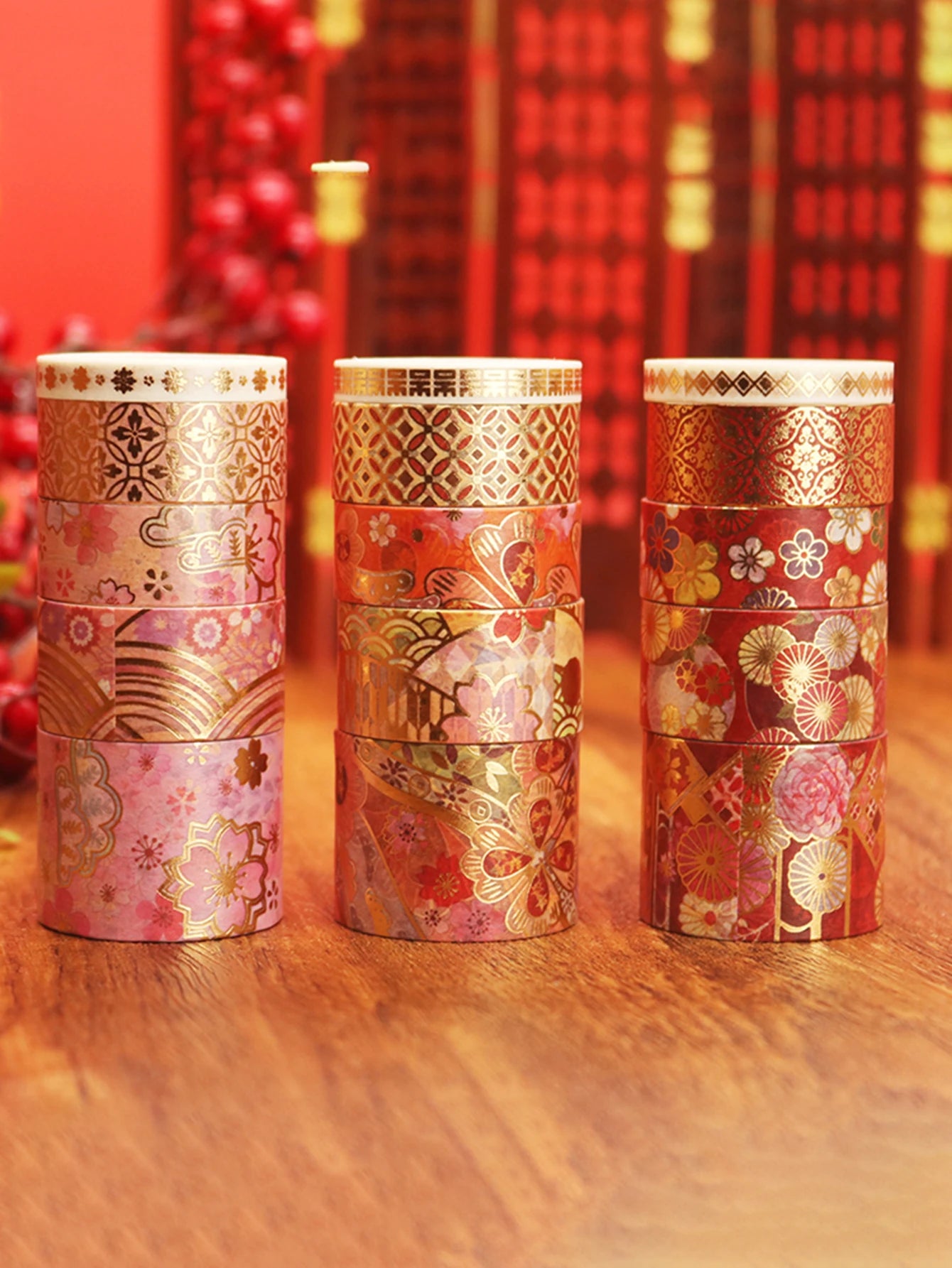 15 Rolls of Floral Foil Stamping and Washi Tape Set – Decorative Masking Tape for DIY Gifts, Scrapbooking, Photo Frames
