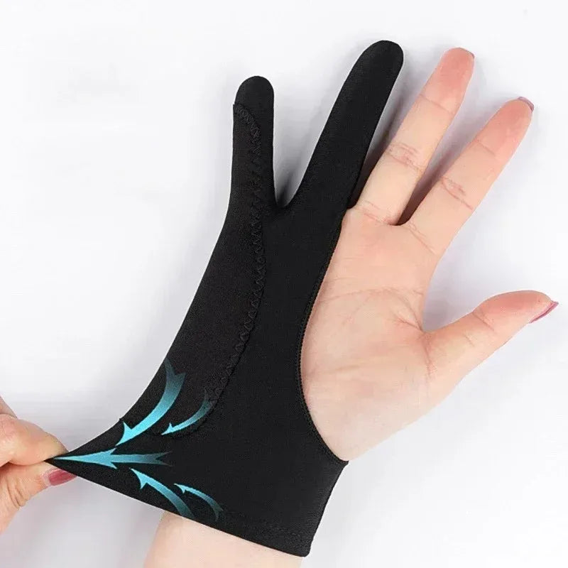 2-Finger Anti Touch Gloves for iPad/Drawing Tablet - Digital Art Glove w/Smooth Nylon Fiber | Prevent Smudges on Screen & Paper
