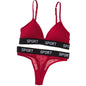 Women Lace Bra And Panties Set Sheer Polka Dot Sexy Lingerie Non-wire Bralette Low Rise Thong Letter Band Mesh Underwear Set