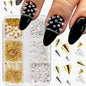 6Grids 3D Mini Punk Metal Rivet Nail Art Charms 1.5/2/3mm Gold Silver Cone Spike Studs Nails Jewels DIY Manicure Decorations ZB