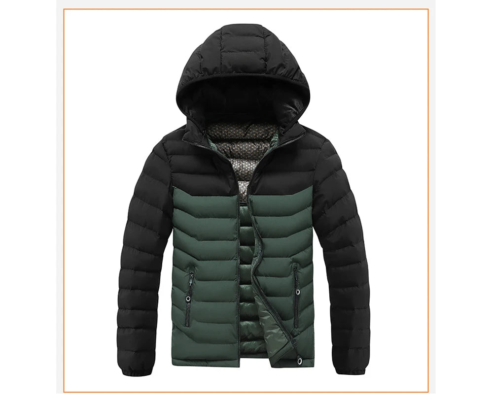 Winter Men's Bomber Padded Jacket Casual Men Cotton Thicken Warm Hooded Parkas Coats Male Thermal Windbreaker Jackets Clothing