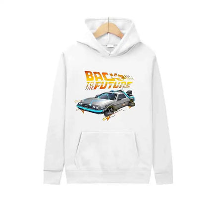 Back To The Future Retro DeLorean Car Print Hoodie Long Sleeve Tops Men Casual Streetwear Pullover Spring Autumn Unisex Clothing