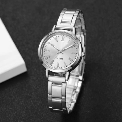 6PCS Women Watch Jewelry Set - Fashion Quartz Watch + Crystal Infinity Bracelet Necklace Earring Ring for Ladies（Without Box）
