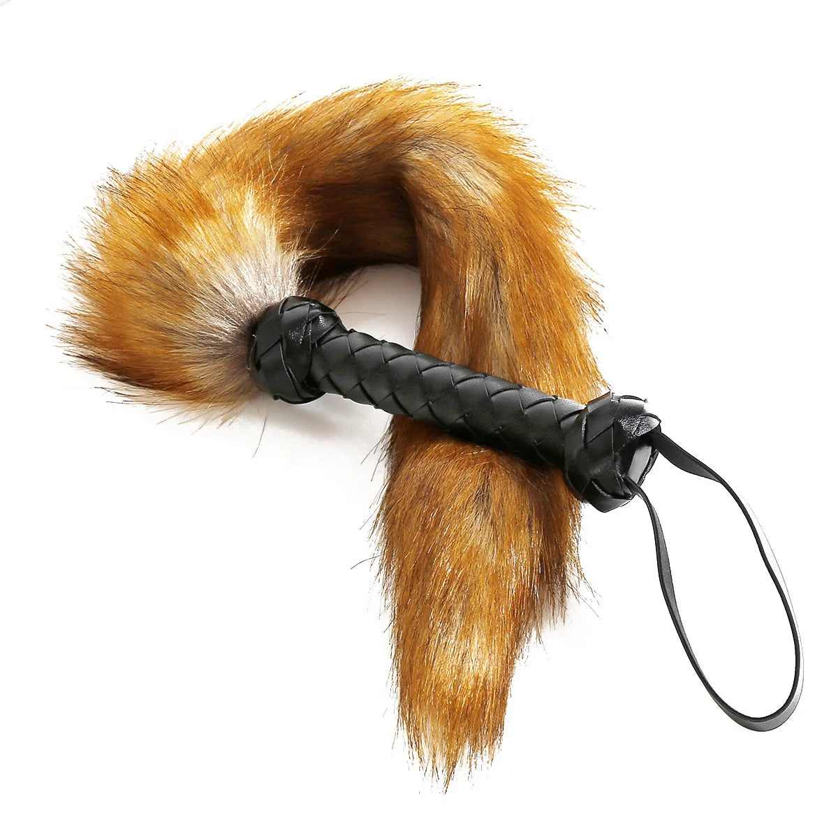 BDSM Faux Fox Tail Whip with Handle, Cosplay Tail Flogger, Bondage Paddle, Pet Play Roleplay, Fetish Costume Accessory, SM Adult
