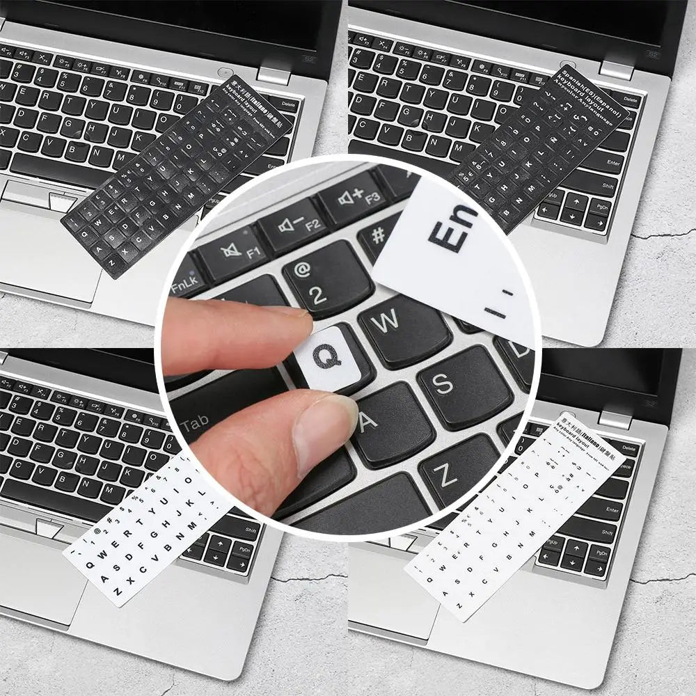 Non-slip Arabic Deutsch Spanish Keyboard Stickers Russian Letter Alphabet Layout English Wear-resistant Keyboard Covers