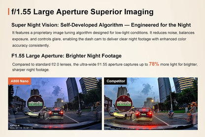 Global Version 70mai Dash Cam A800Nano 4K Image HDR GPS ADAS 24H Parking  70mai A800Nano True 4K Car DVR