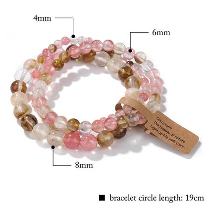 3pcs/set Natural Stone Beads Bracelet For Women Men 4 6 8 MM Indian Moss Agates Rhodonite Quartzs Jewelry Bracelet Gift Fashion