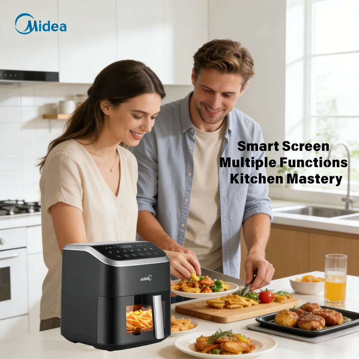Midea 5L Air Fryer Large Capacity Family Size Multi-Functional Easy Clean Oil-Free Healthy Adjustable Temp Rapid Air