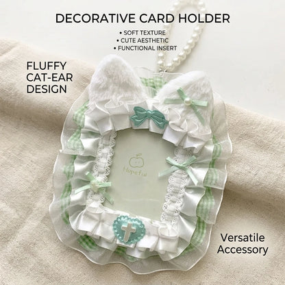 Creative Angel-Wings Card Holder Lace Bowknot Decor Student Card Storage Protective Cover Korean Fans Photocard Holder Bag Pen
