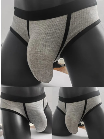 Men's briefs with large pockets are very sexy. Large-space sports underwear for men