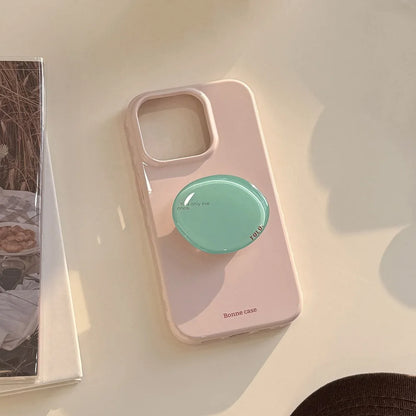 Korean INS Cute Solid Color Phone Case for iPhone 17 16 15 14 13 12 Pro Max Shockproof Protection Back Cover with Bracket