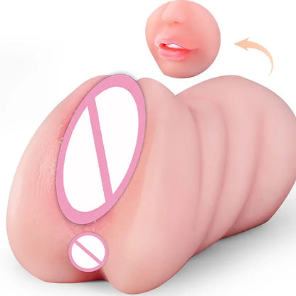 3D Flesh The Light Male Masturbation Artificial Vagina Ass Mouth Silicone 3 In 1 Adult Sex Toy Sex Doll For Man Pocket Pussy Ass