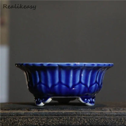Chinese Style Purple Sand Flowerpot Home Desktop Ceramic Bonsai Pot Small Portable Handmade Succulent Glaze Flower Pots LC373