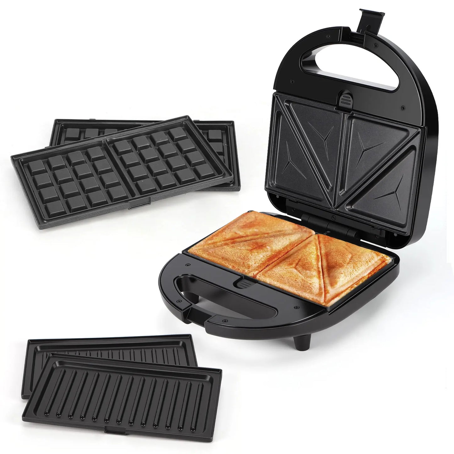 Aigostar 750W Sandwich Maker/Grill/Waffle 3 in 1. Compact Size with Automatic Thermostatic System, Non-Stick and Removable Plate