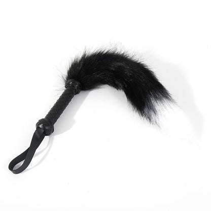 BDSM Faux Fox Tail Whip with Handle, Cosplay Tail Flogger, Bondage Paddle, Pet Play Roleplay, Fetish Costume Accessory, SM Adult