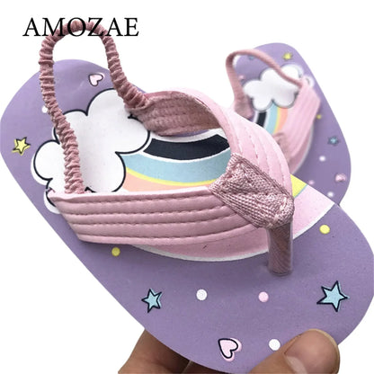 Children Flip Flops Shoes Cartoon Summer EVA Soft Sole Indoor Bathing Anti Fall Girls and Boys Sandals Beach and Pool Slippers